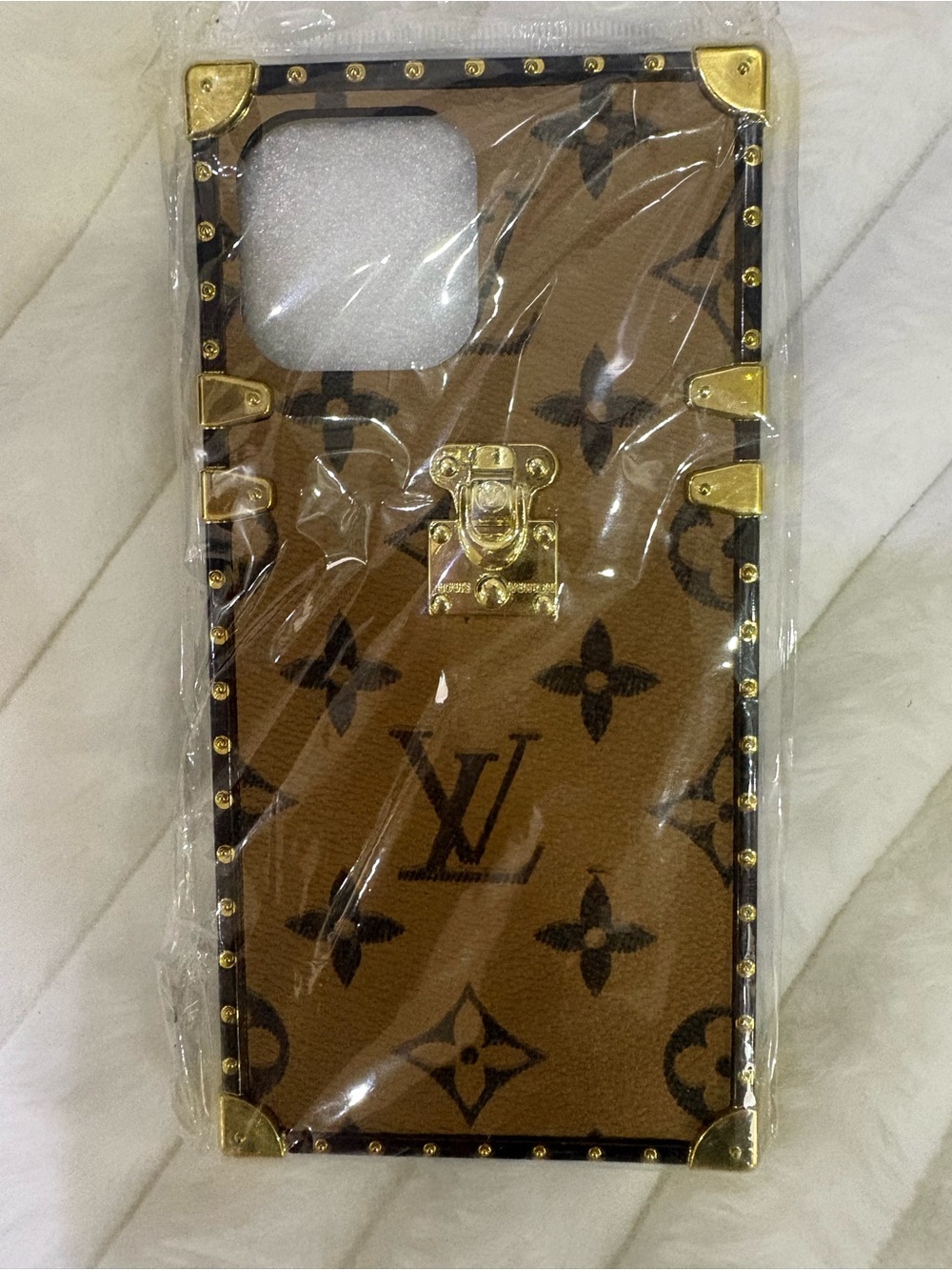 & Other Stories Brown Monogram Trunk-Style Phone 13 pro M Case with Gold Accents